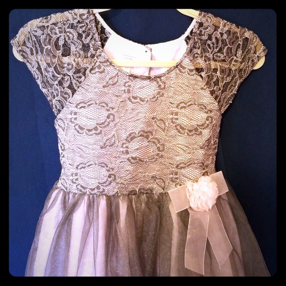 Girls grey and light pink party dress